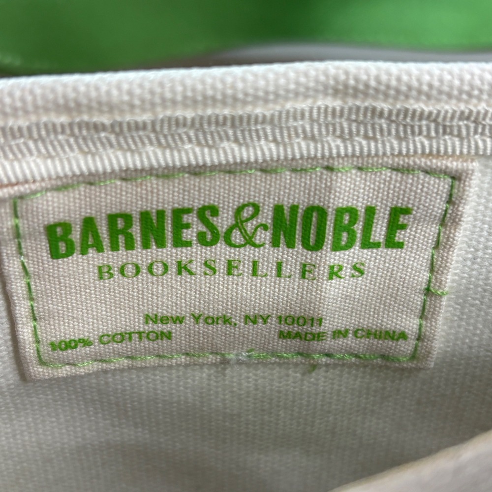 Barnes & Noble Sarah Wilkins Spring Green Garden Canvas PWP Tote Bag Green Cream - Picture 8 of 8